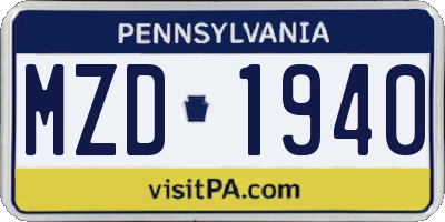 PA license plate MZD1940
