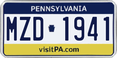 PA license plate MZD1941