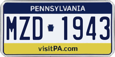PA license plate MZD1943