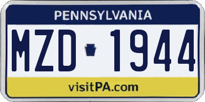 PA license plate MZD1944