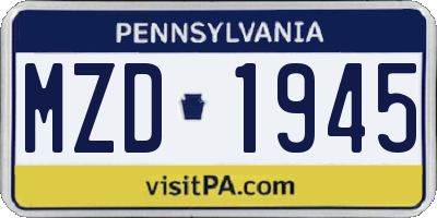 PA license plate MZD1945