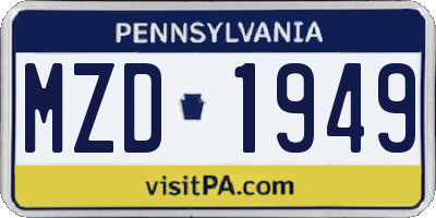 PA license plate MZD1949