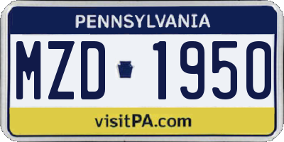 PA license plate MZD1950
