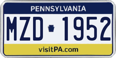 PA license plate MZD1952