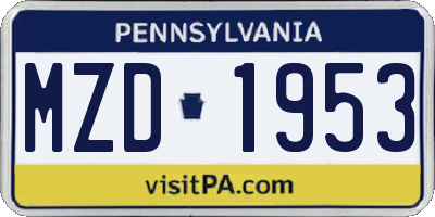 PA license plate MZD1953