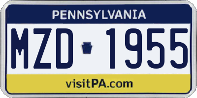 PA license plate MZD1955