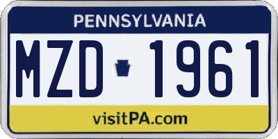 PA license plate MZD1961