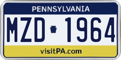 PA license plate MZD1964