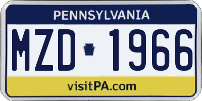 PA license plate MZD1966