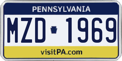 PA license plate MZD1969