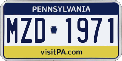 PA license plate MZD1971