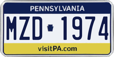 PA license plate MZD1974