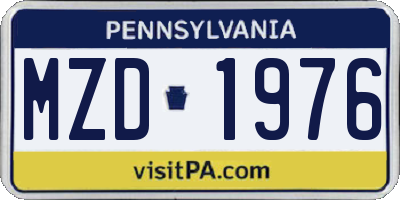 PA license plate MZD1976