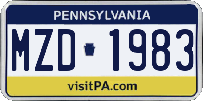 PA license plate MZD1983