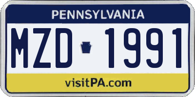 PA license plate MZD1991