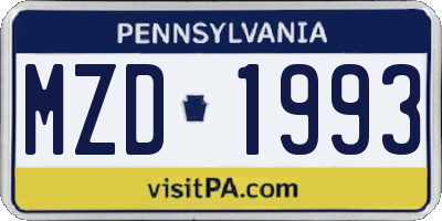 PA license plate MZD1993