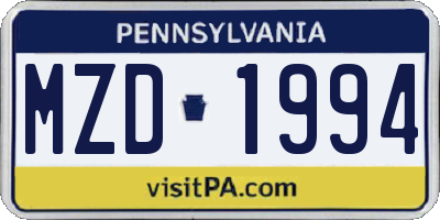 PA license plate MZD1994