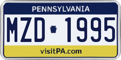 PA license plate MZD1995