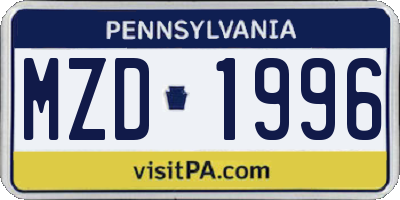 PA license plate MZD1996