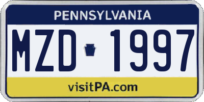 PA license plate MZD1997