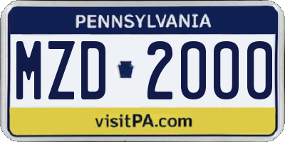 PA license plate MZD2000