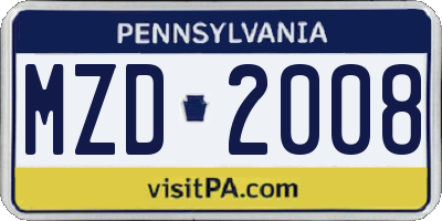 PA license plate MZD2008