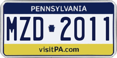PA license plate MZD2011