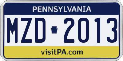 PA license plate MZD2013