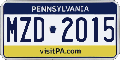 PA license plate MZD2015