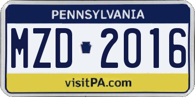 PA license plate MZD2016