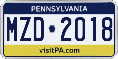 PA license plate MZD2018