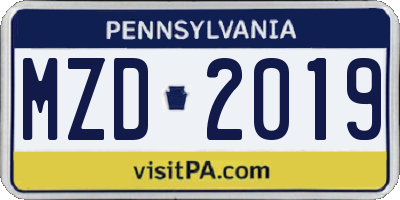 PA license plate MZD2019