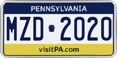PA license plate MZD2020