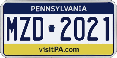 PA license plate MZD2021