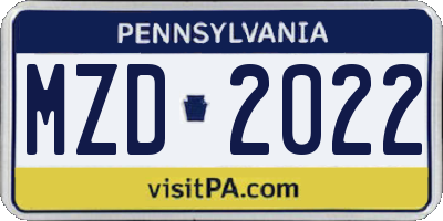 PA license plate MZD2022