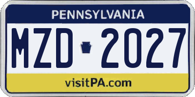 PA license plate MZD2027