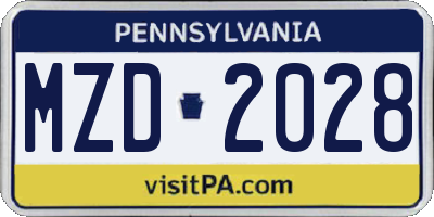 PA license plate MZD2028