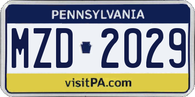 PA license plate MZD2029