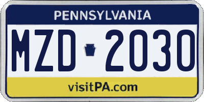 PA license plate MZD2030