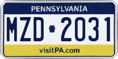 PA license plate MZD2031