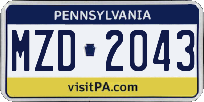 PA license plate MZD2043