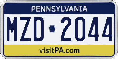 PA license plate MZD2044