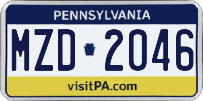 PA license plate MZD2046