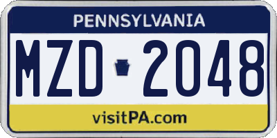 PA license plate MZD2048