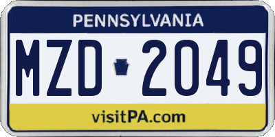 PA license plate MZD2049