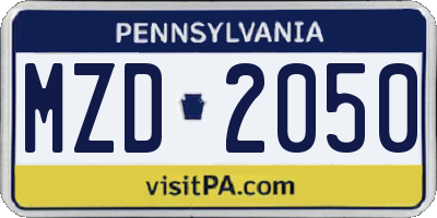 PA license plate MZD2050