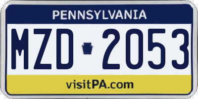 PA license plate MZD2053
