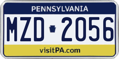 PA license plate MZD2056