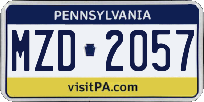 PA license plate MZD2057