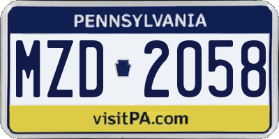 PA license plate MZD2058